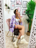 Completo Giacca e Short fiori lilla
