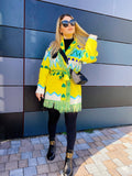 Cardigan frange e cinta giallo
