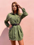 Abito con borchie manica lunga Verde
