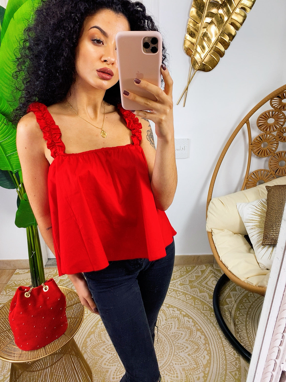 Top in cotone rosso