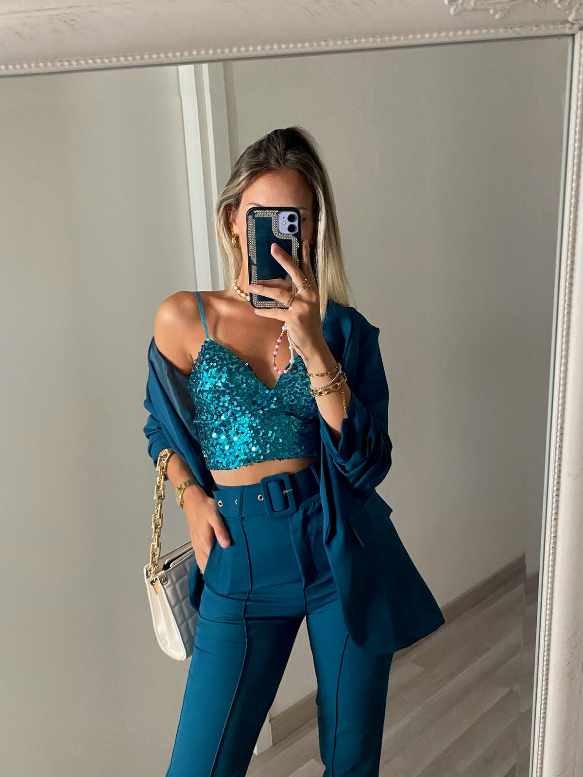 Completo giacca e pantalone Petrolio
