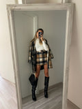 Cappotto check Camel nero