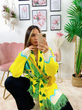 Cardigan frange e cinta giallo