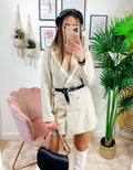 Abito Blazer con cintura beige