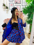 Completo Giacca e short maculato base Blu