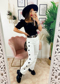 Jeans Bianco con cuori Neri