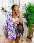 Completo Giacca e Short fiori lilla