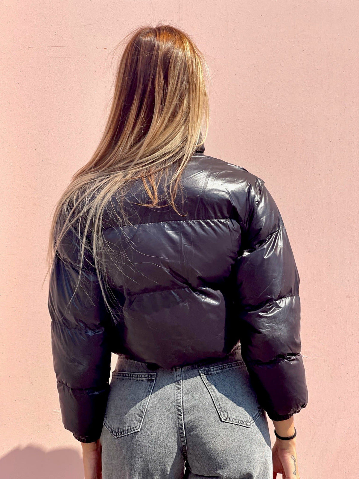 Piumino Crop nero