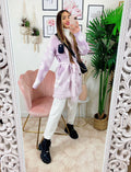 Cardigan con frange e cinta glicine alta qualità