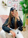 Bomber crop a rombi Nero