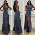Abito a sirena glitter blu