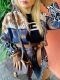 Cardigan Camel con frange e cinta