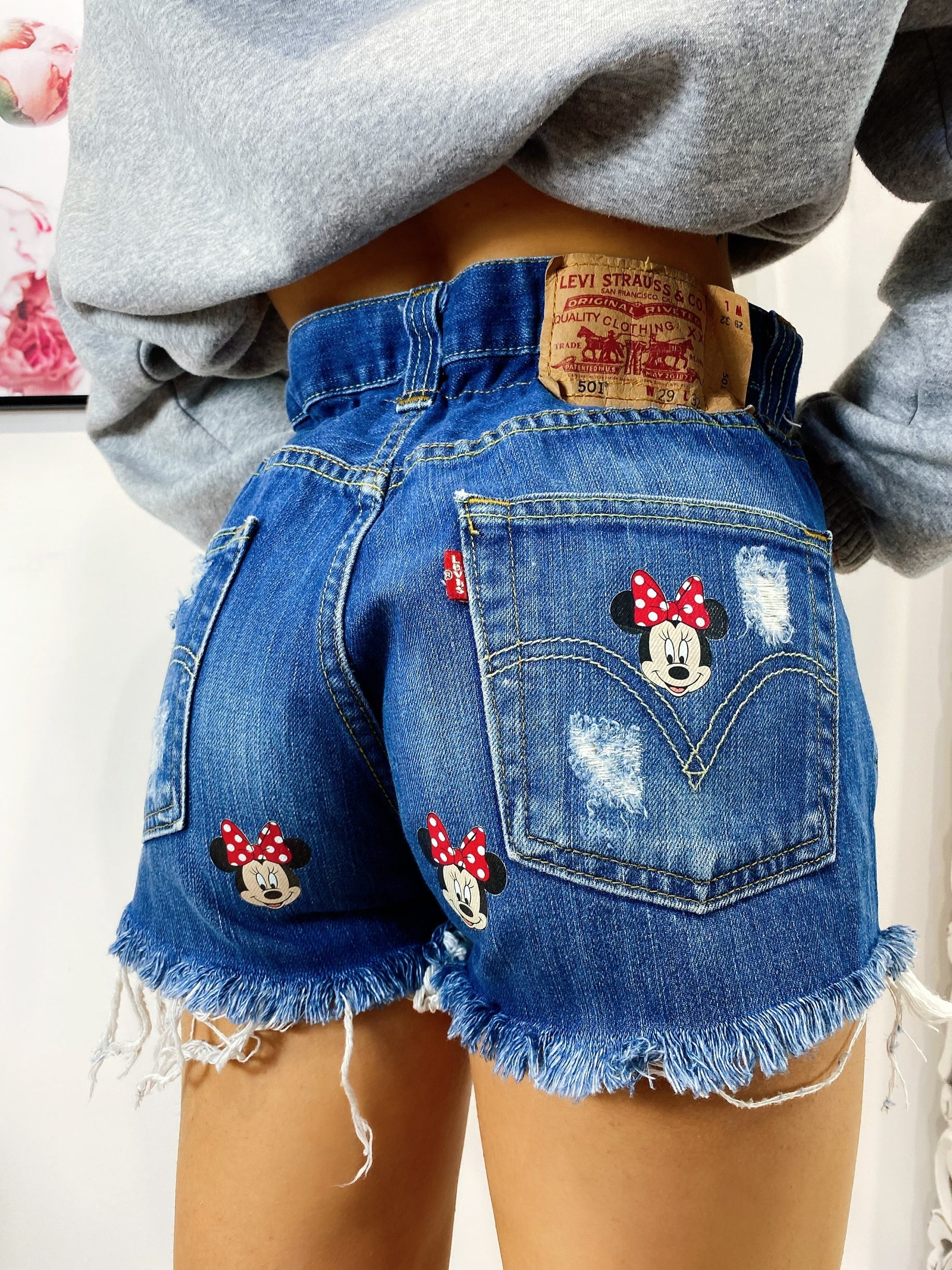 Short Levi’s Vintage stampa topolina con strappi