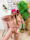 Completo maglia e pantalone largo rosa
