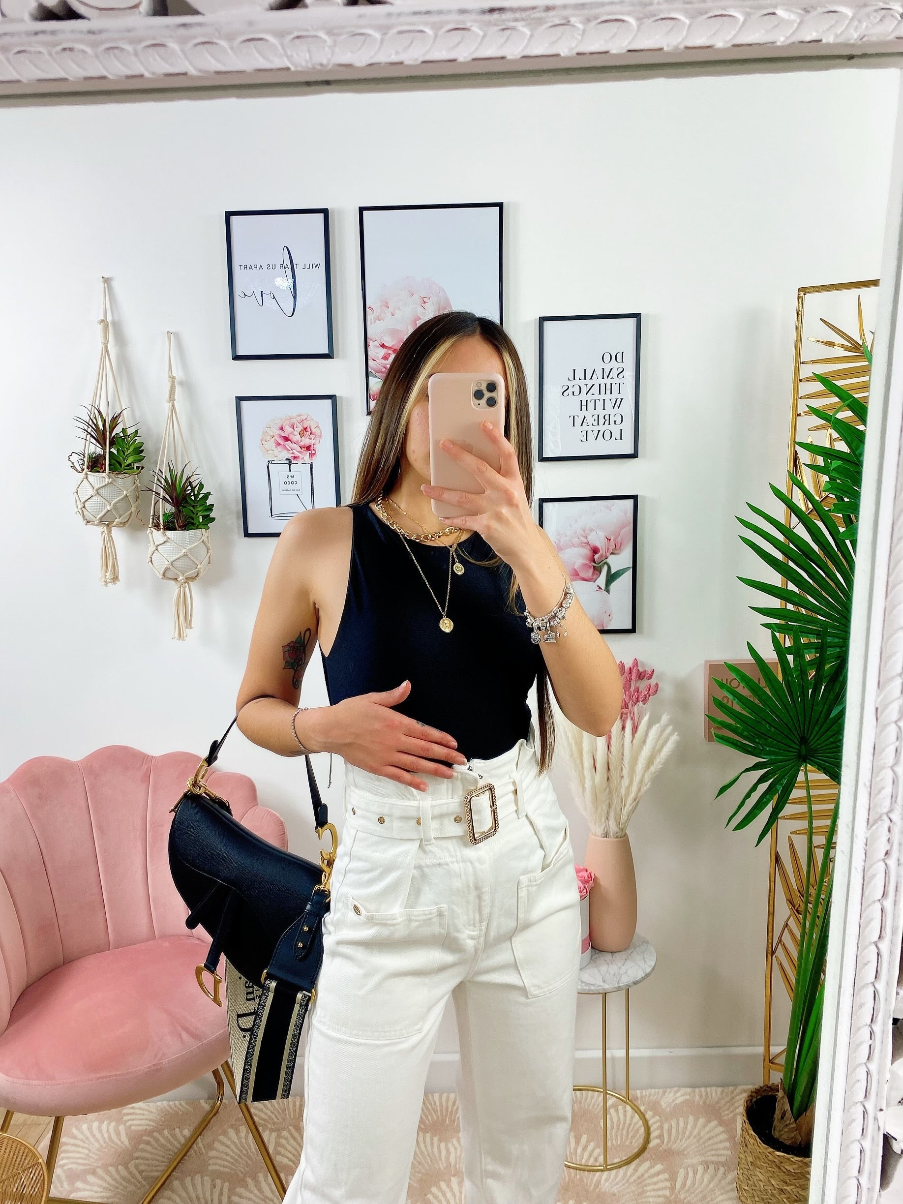 Jeans bianco boyfriend con cintura compresa
