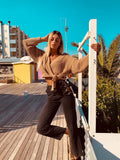 Cardigan con cinta in vita