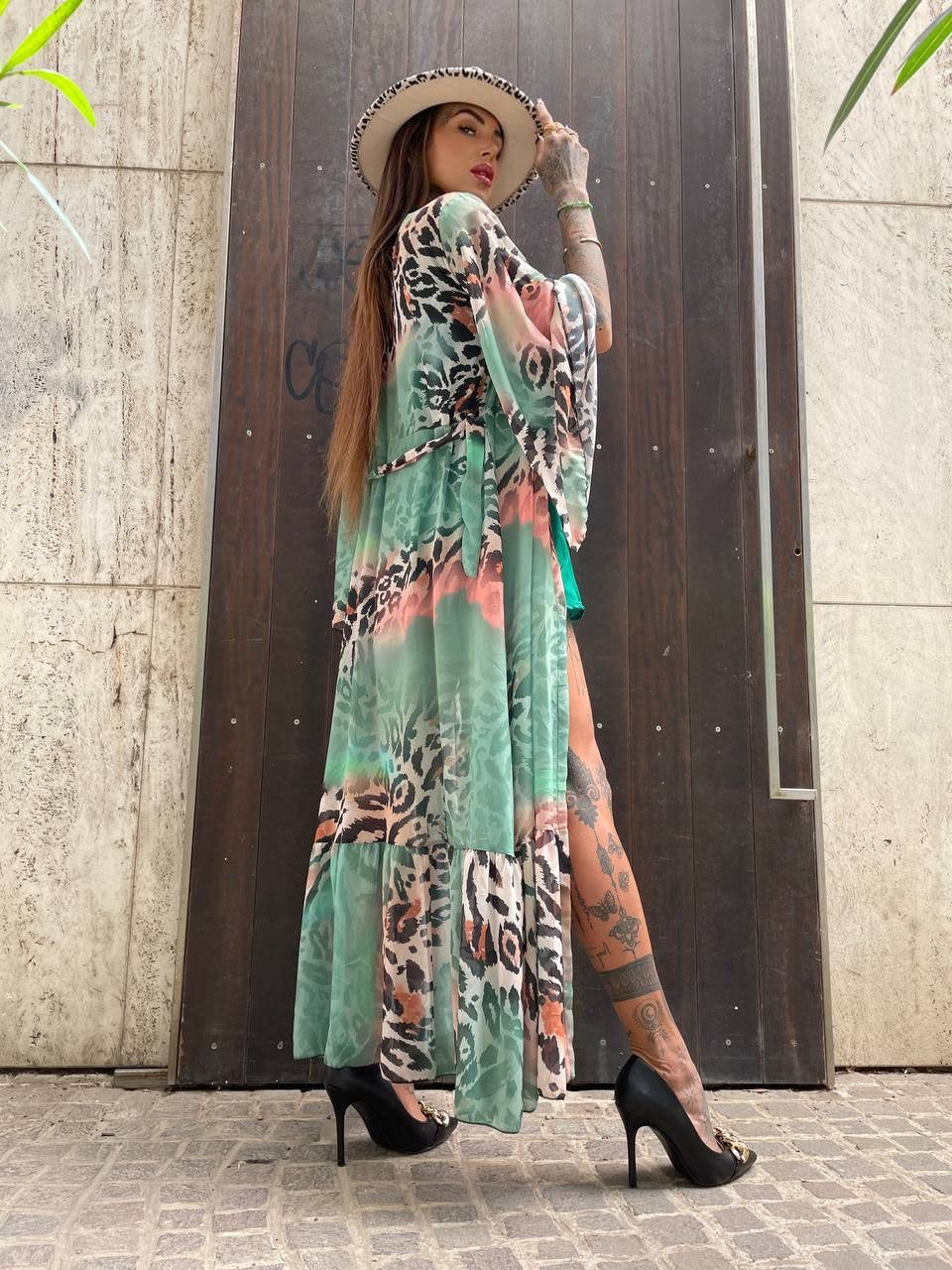 Kimono animalier verde