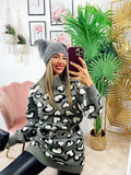 Maxi maglione morbidissimo con cuori Grigio
