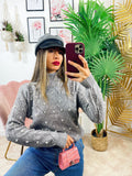 Maglione top quality con perle grigio