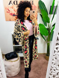 Cardigan maculato con dettagli Fuxia