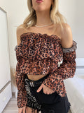 Top animalier scollo a barchetta