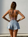 Short in jeans a farfalla
