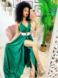 Abito con maxi spacco verde