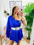 Tutina monospalla taglio impero Blu