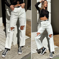 Jeans bianco con strappo