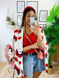 Giacca Donna Con fiori rossi