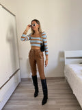 Leggins in eco-pelle con catene Camel