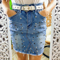 Gonna di jeans con borchie