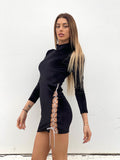 Abito velvet nero con stringhe