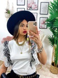 T-Shirt con voilant zebrata