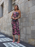 Abito a fascia military Fuxia