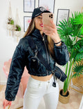 Bomber crop a rombi Nero