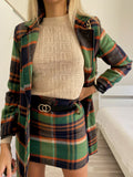 Cappotto check trama verde