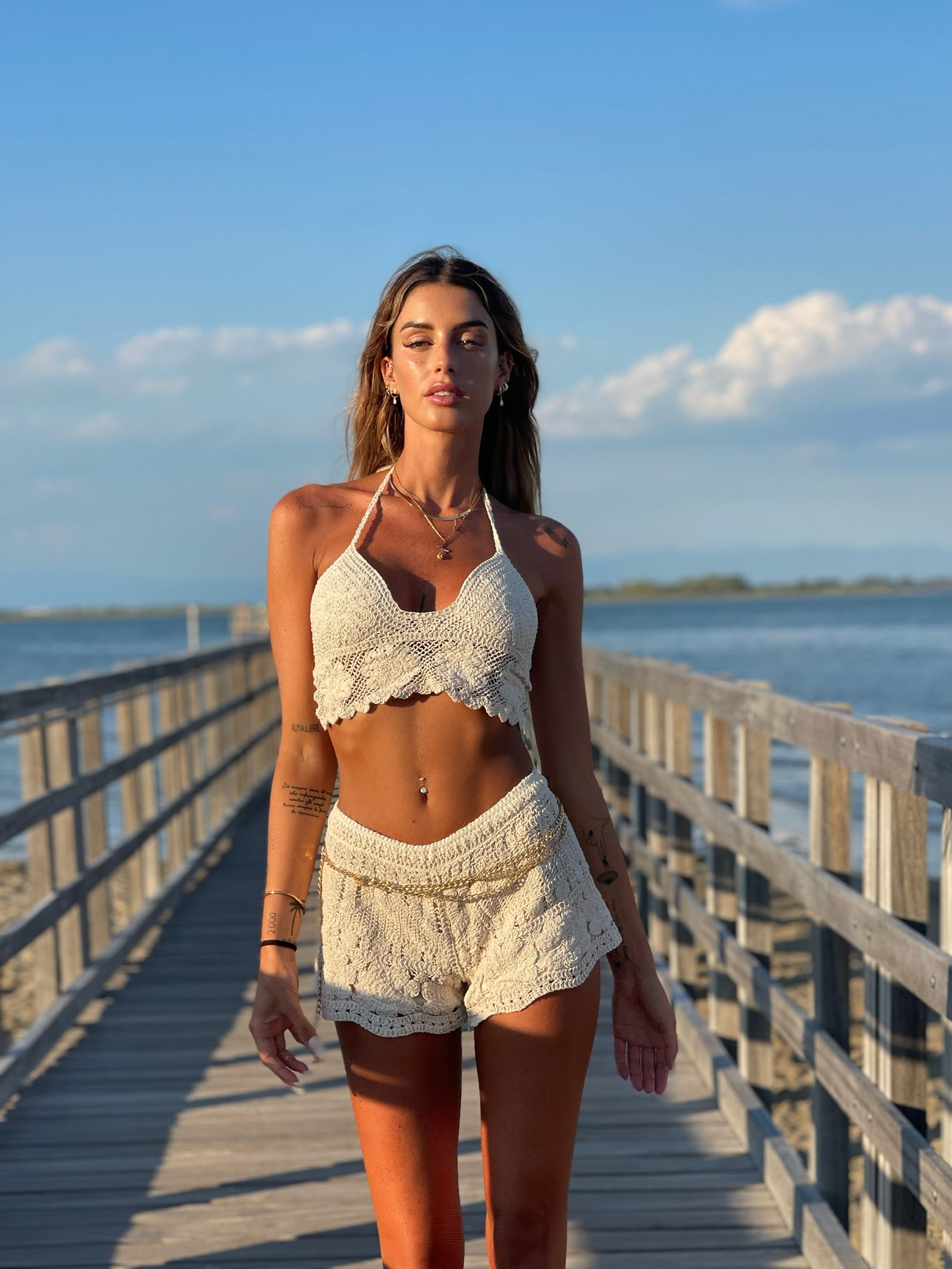 Completo crochet top e short