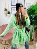 Cardigan sfrangiato verde mela
