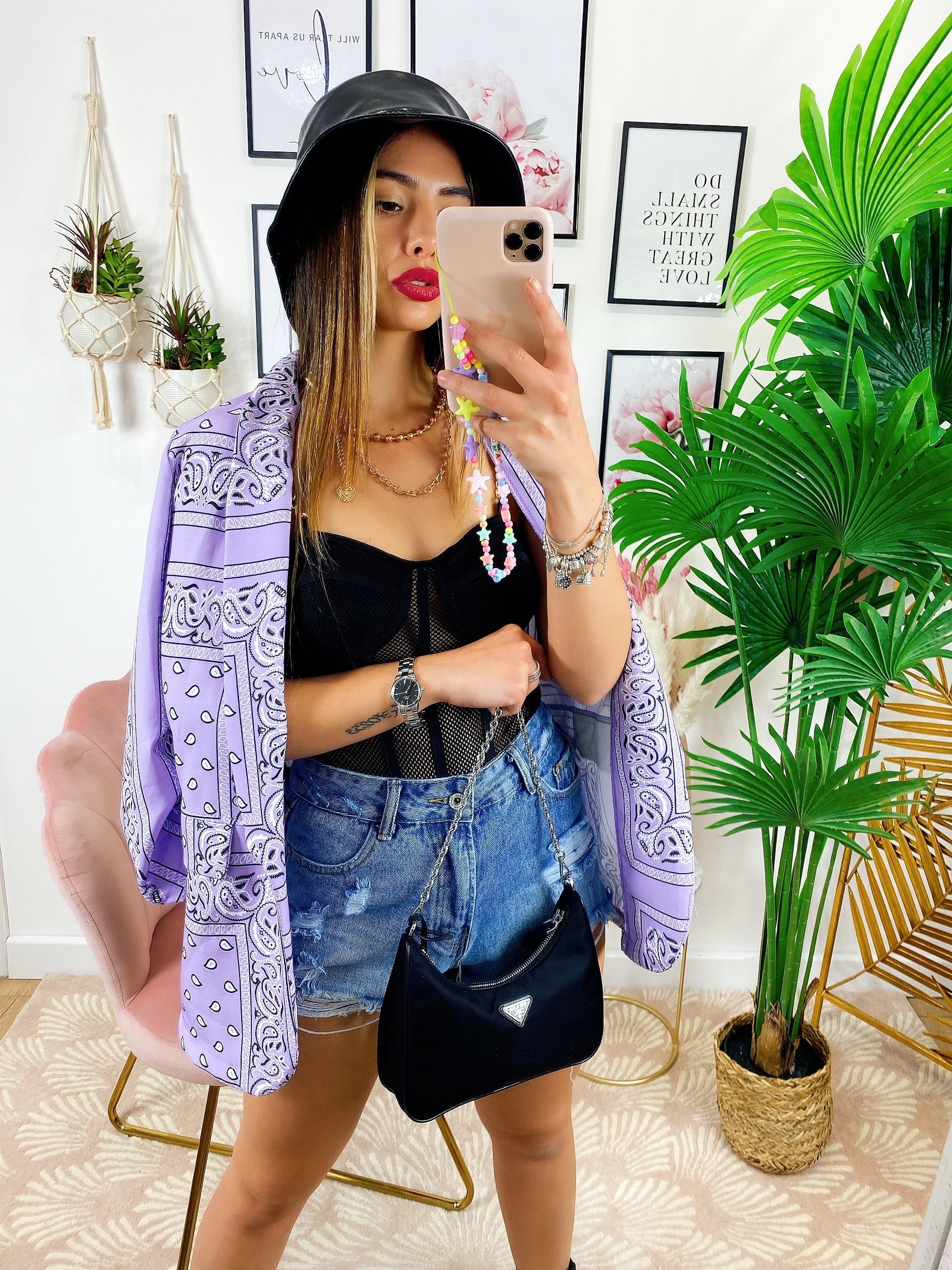 Giacca effetto bandana Lilla