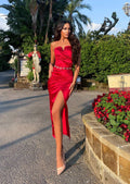 Abito midi Rosso scollo a V