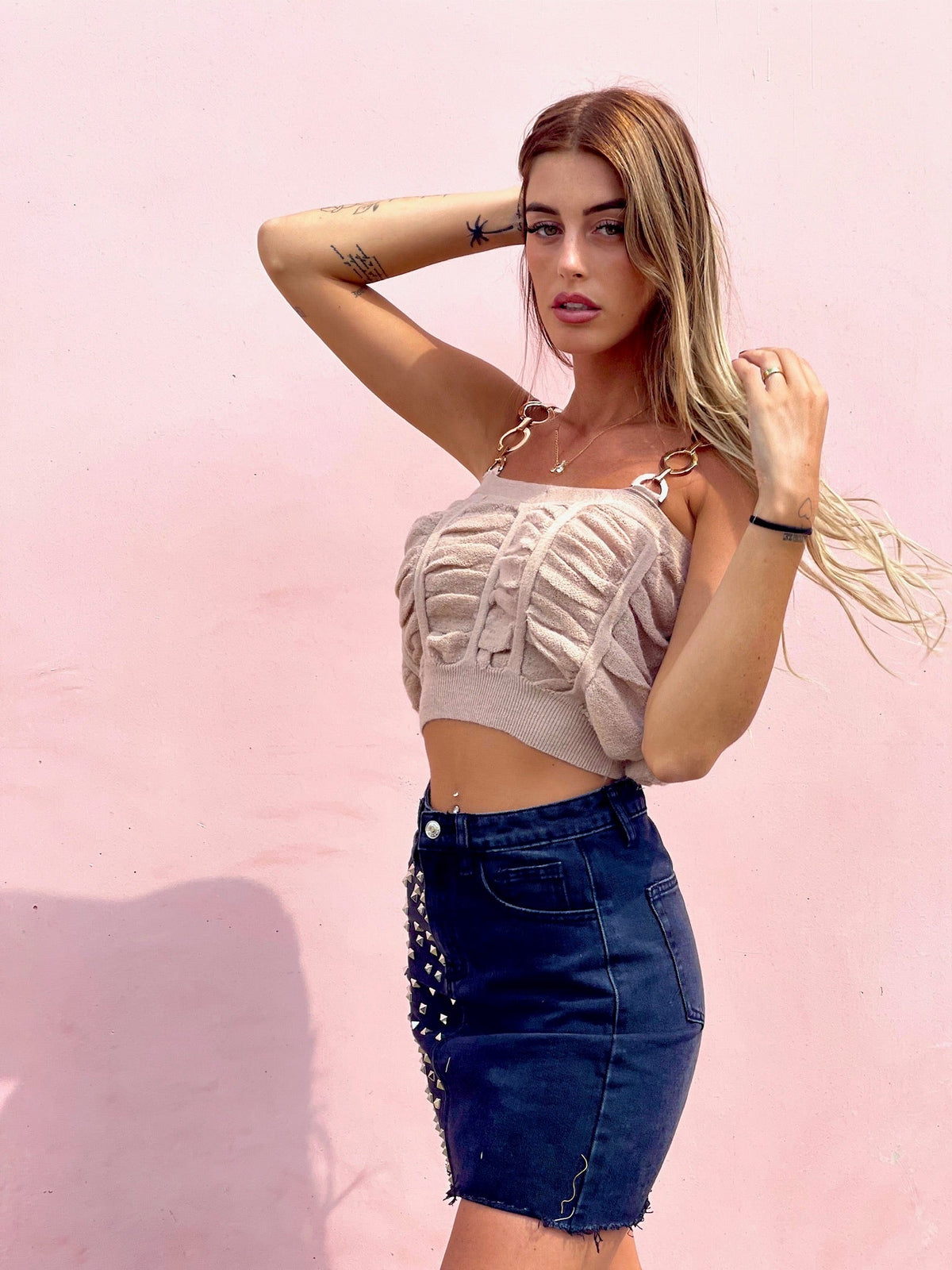 Cardigan panna a trecce