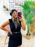 Abito aderente nero con strass