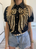 Camicia nera con ricami oro