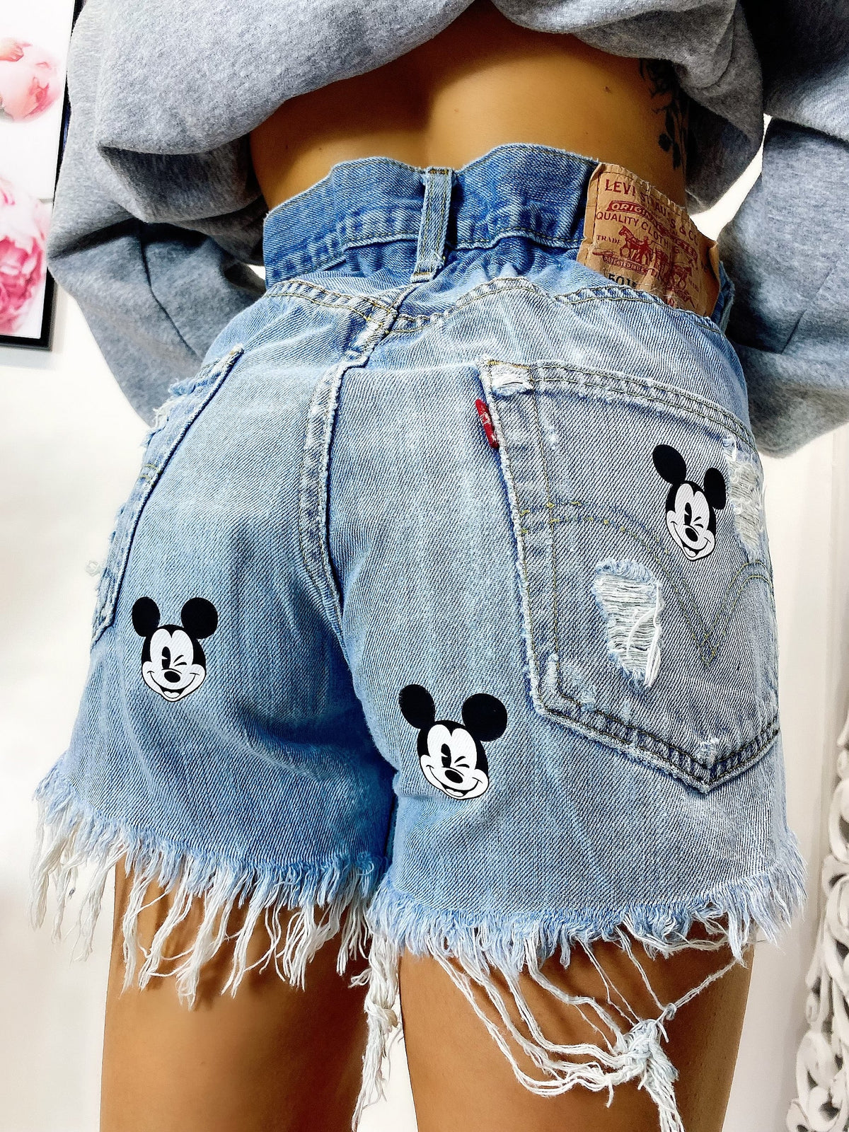 Short Levi’s Vintage con stampa topolino chiaro