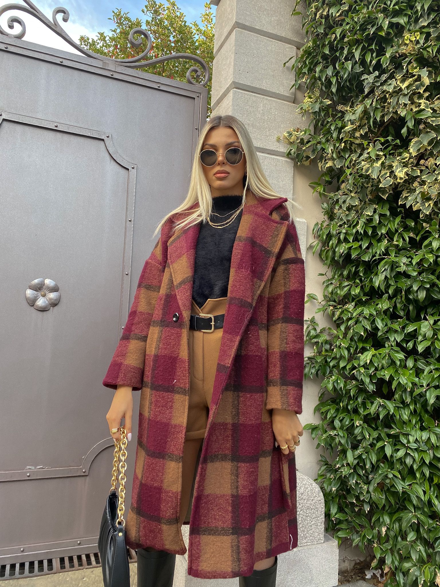 Cappotto peonia e Camel
