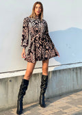 Abito in velluto nero beige