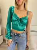 Top in raso monospalla