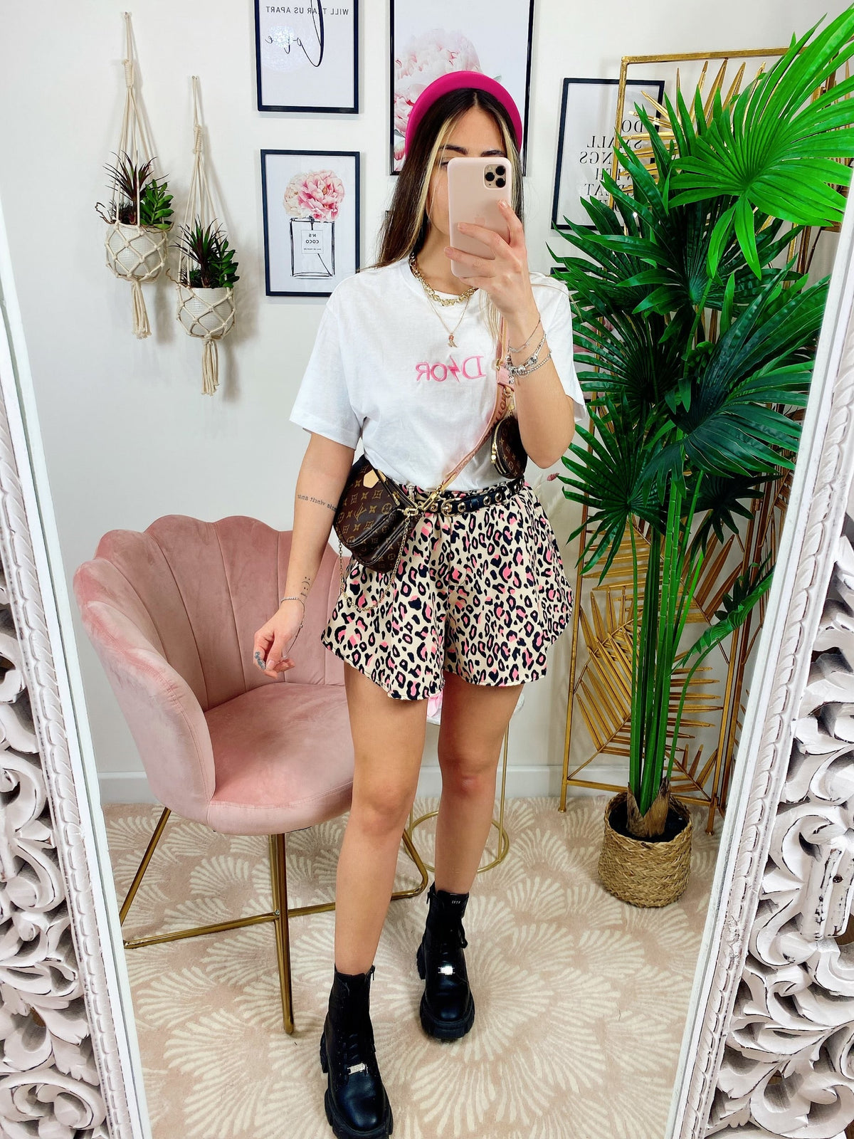 Short maculato beige Dettagli Rosa