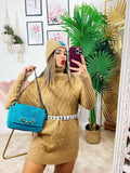 Maxi maglia a collo alto camel